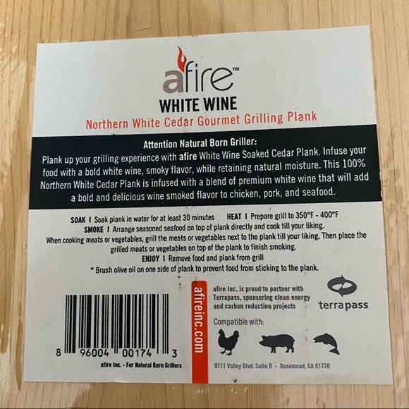 NWT afire white wine cedar gourmet grilling planks - Picture 2 of 2